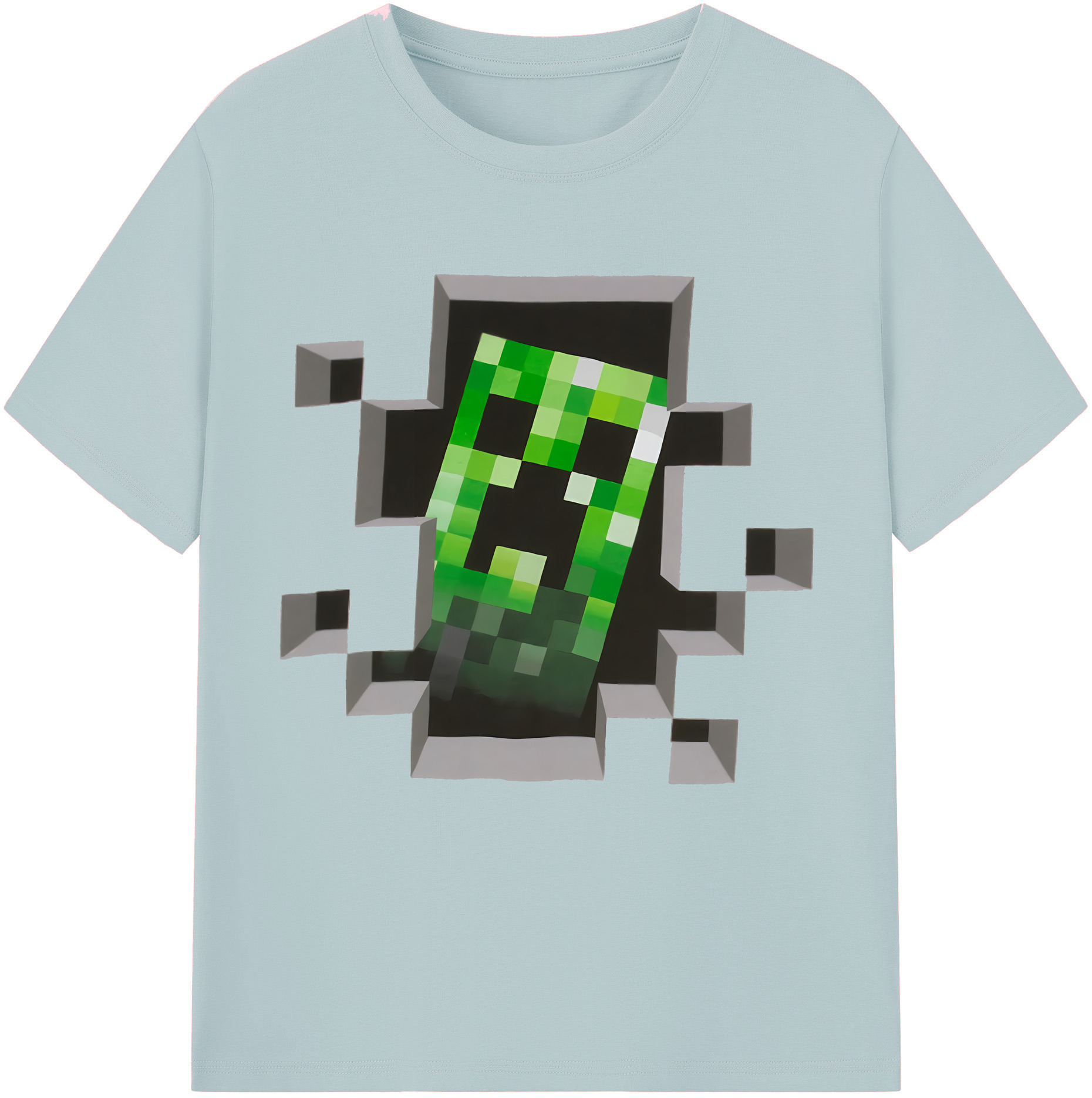（画像用） マインクラフト ブロックの世界 Minecraft MC Block world 綿100％半袖Tシャツ（フロントプリント）